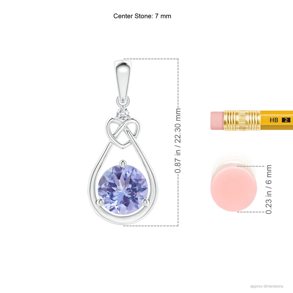7mm A Tanzanite Knotted Heart Pendant with Diamond in P950 Platinum ruler