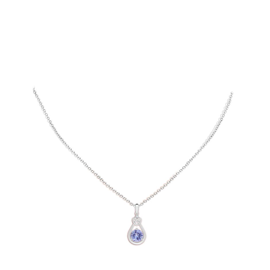 7mm A Tanzanite Knotted Heart Pendant with Diamond in P950 Platinum body-neck