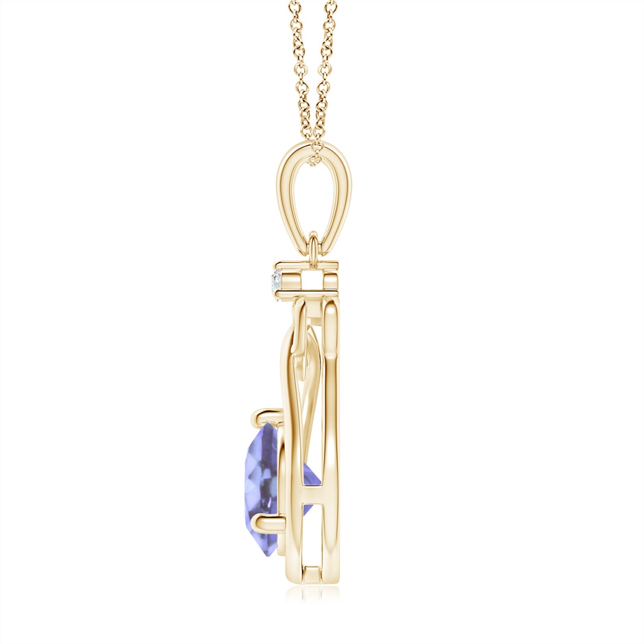 7mm A Tanzanite Knotted Heart Pendant with Diamond in Yellow Gold side-1