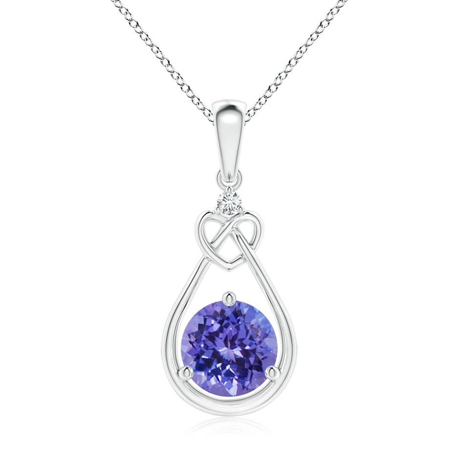 7mm AA Tanzanite Knotted Heart Pendant with Diamond in S999 Silver 