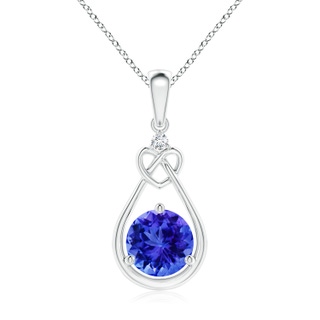 7mm AAA Tanzanite Knotted Heart Pendant with Diamond in P950 Platinum