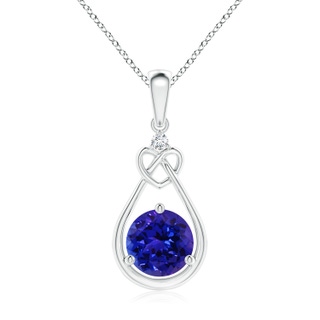 7mm AAAA Tanzanite Knotted Heart Pendant with Diamond in P950 Platinum