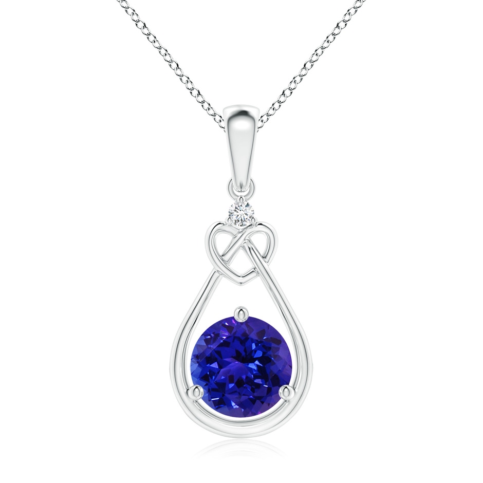 7mm AAAA Tanzanite Knotted Heart Pendant with Diamond in P950 Platinum 