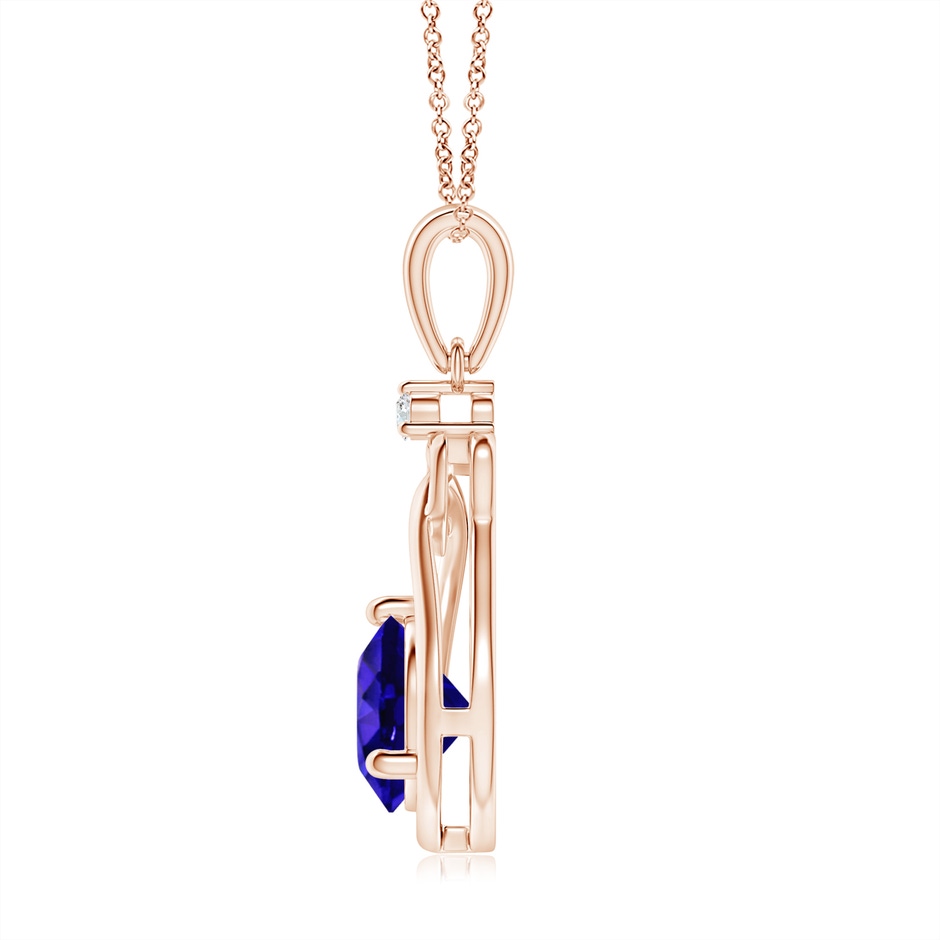 7mm AAAA Tanzanite Knotted Heart Pendant with Diamond in Rose Gold side-1