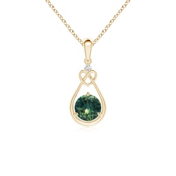 Infinity Yellow Gold Teal Montana Sapphire Necklaces & Pendants