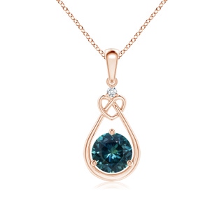 6mm AAA Teal Montana Sapphire Knotted Heart Pendant with Diamond in 10K Rose Gold