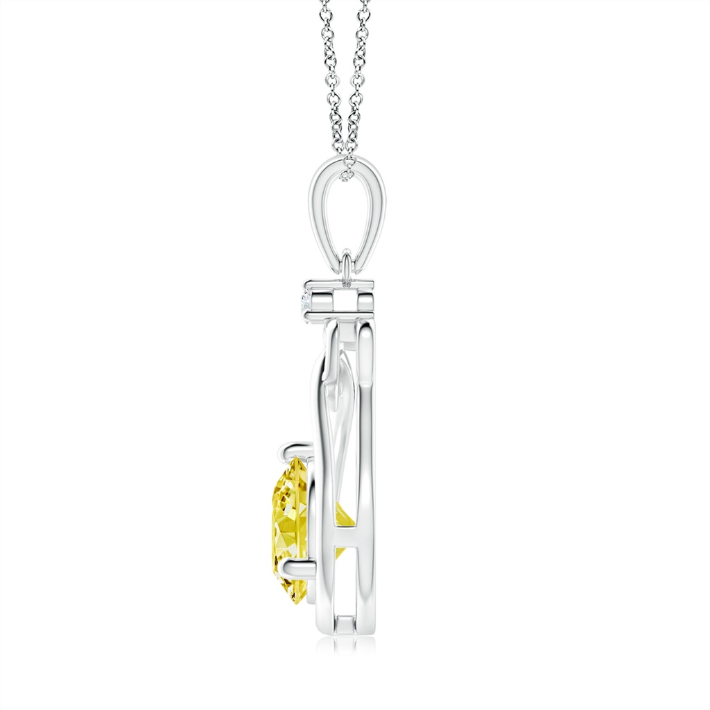 6.4mm AAAA Fancy Intense Yellow Diamond Knotted Heart Pendant in P950 Platinum - side 199