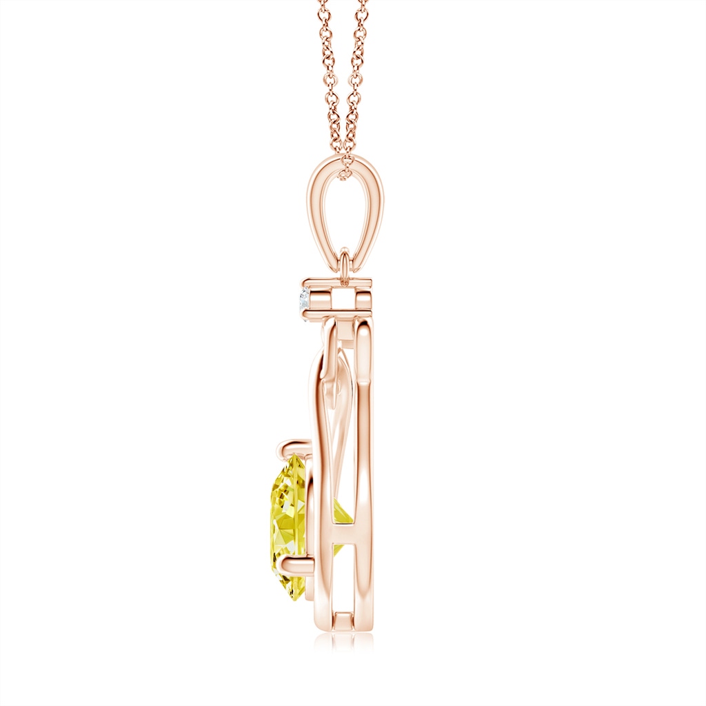 6.4mm AAAA Fancy Intense Yellow Diamond Knotted Heart Pendant in Rose Gold - side 199