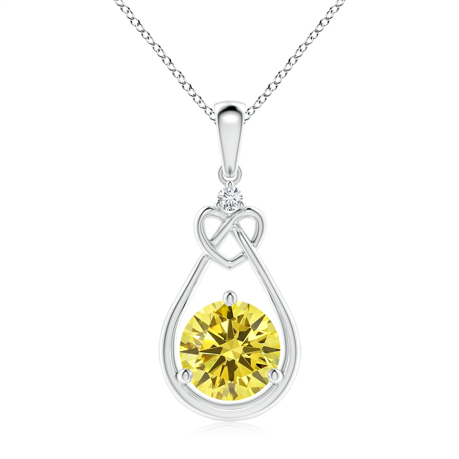 8mm AAAA Fancy Intense Yellow Diamond Knotted Heart Pendant in P950 Platinum 