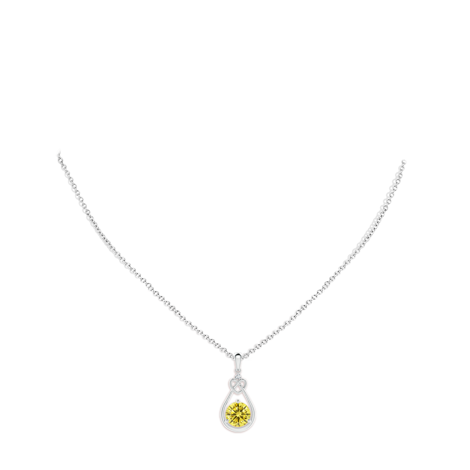 8mm AAAA Fancy Intense Yellow Diamond Knotted Heart Pendant in P950 Platinum pen