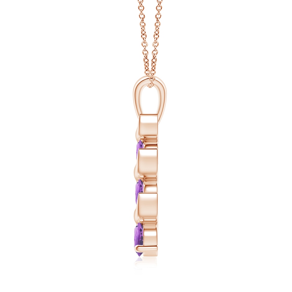 4mm A Channel-Set Round Amethyst Three Stone Journey Pendant in Rose Gold side-1