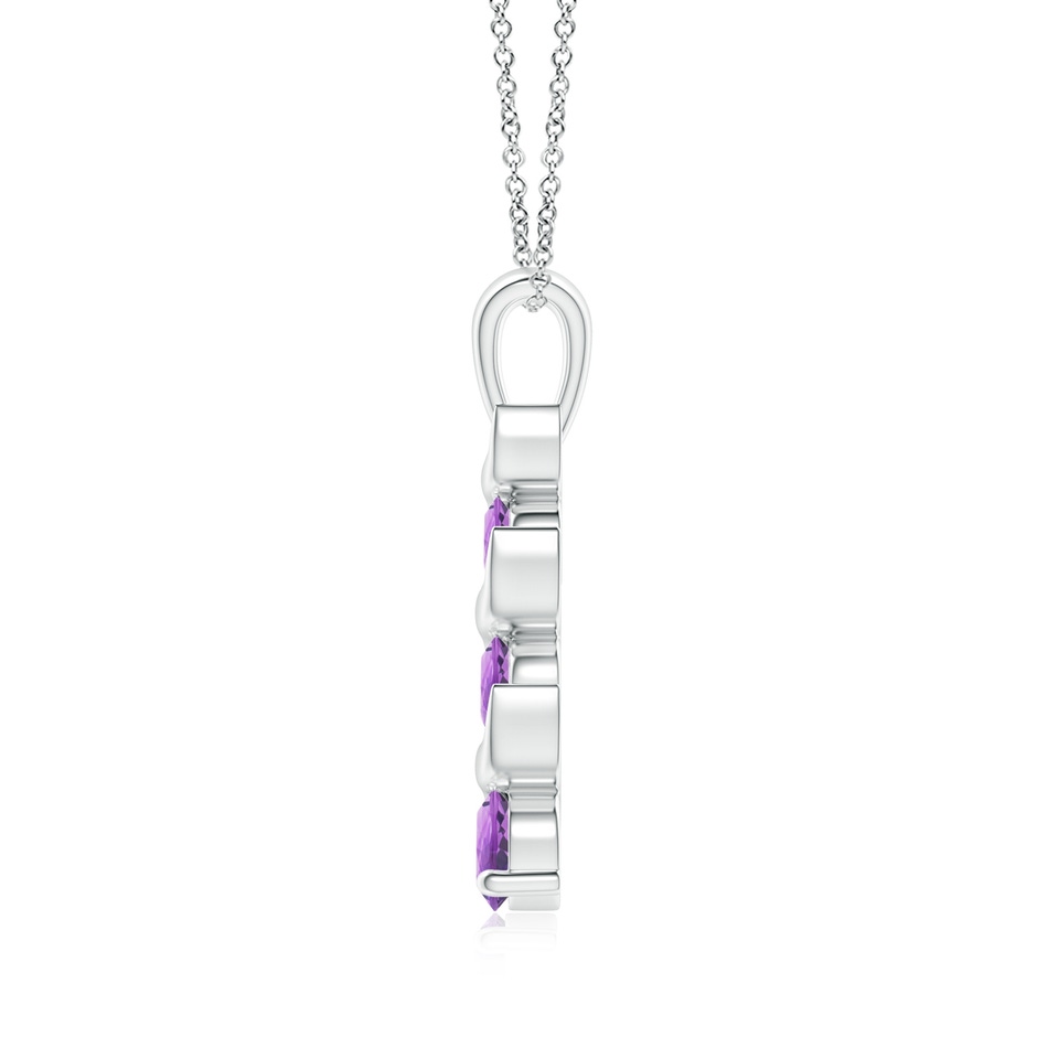 4mm A Channel-Set Round Amethyst Three Stone Journey Pendant in S999 Silver side-1