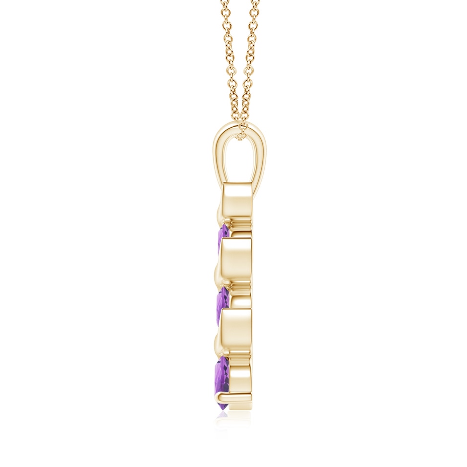 4mm A Channel-Set Round Amethyst Three Stone Journey Pendant in Yellow Gold side-1