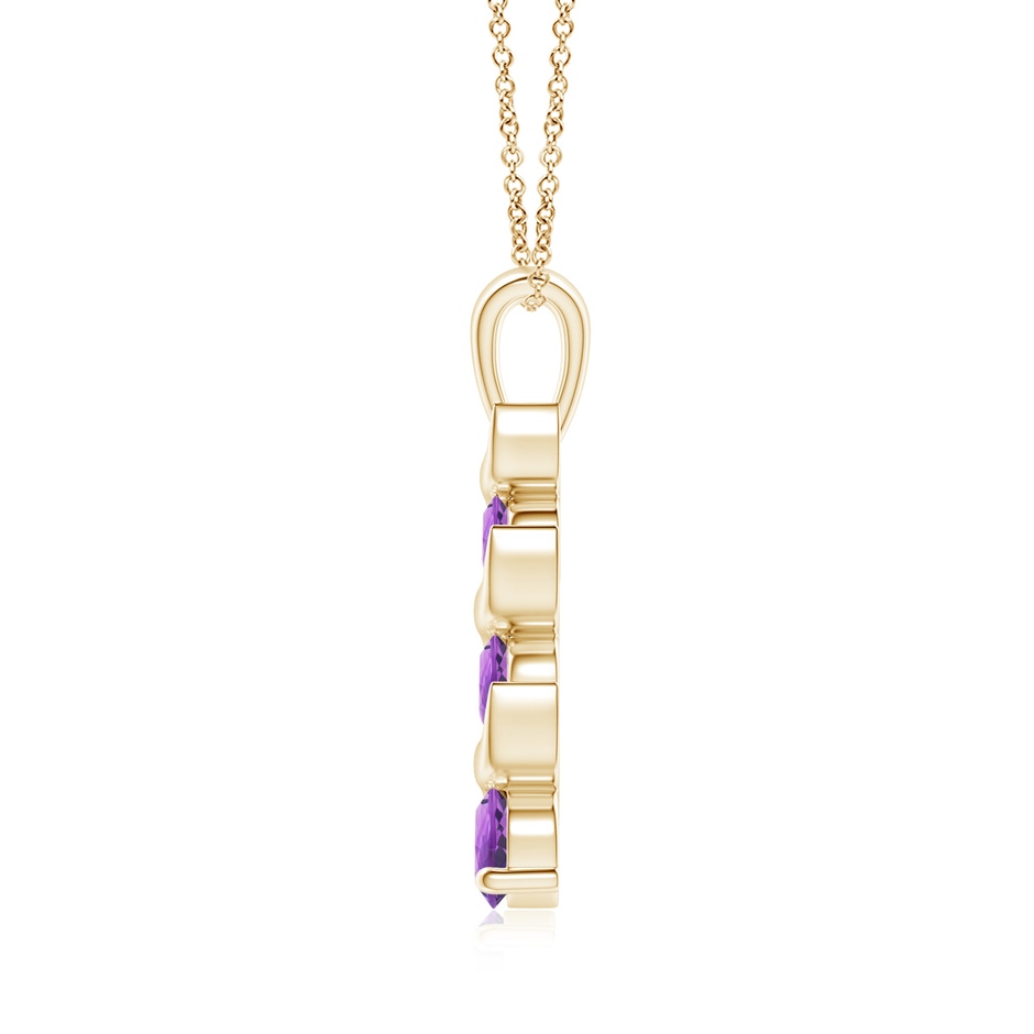 4mm AA Channel-Set Round Amethyst Three Stone Journey Pendant in Yellow Gold side-1