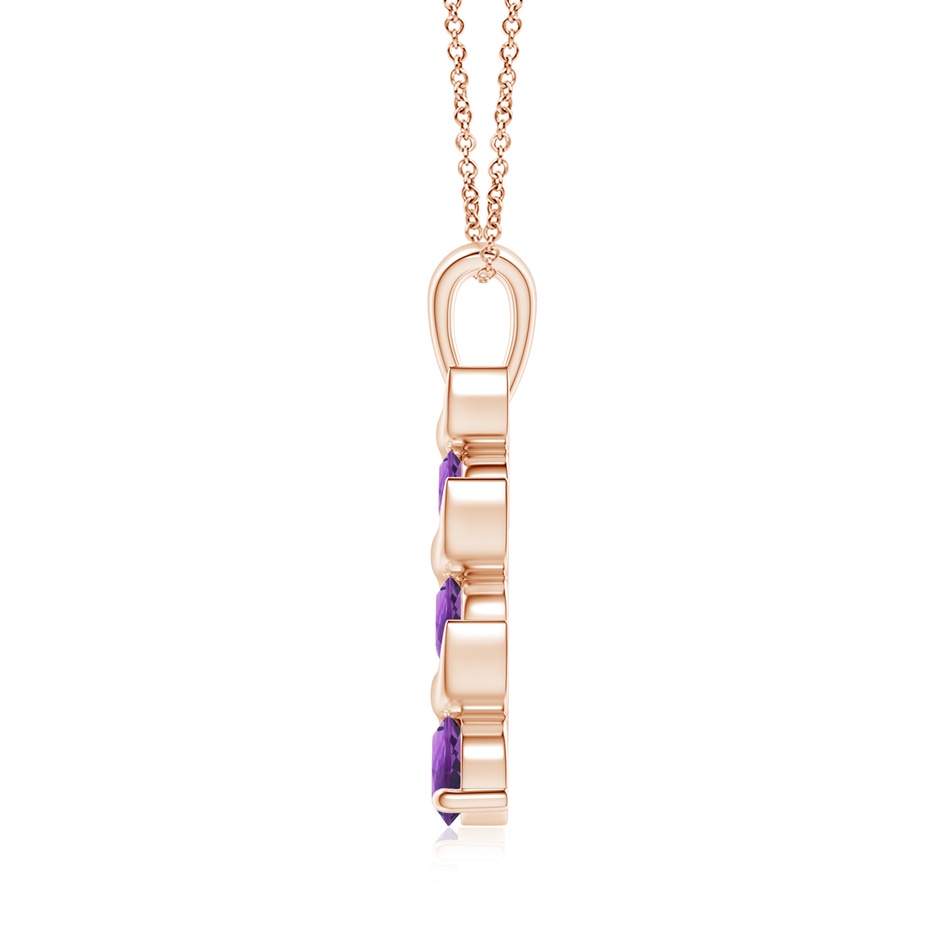 4mm AAA Channel-Set Round Amethyst Three Stone Journey Pendant in Rose Gold side-1