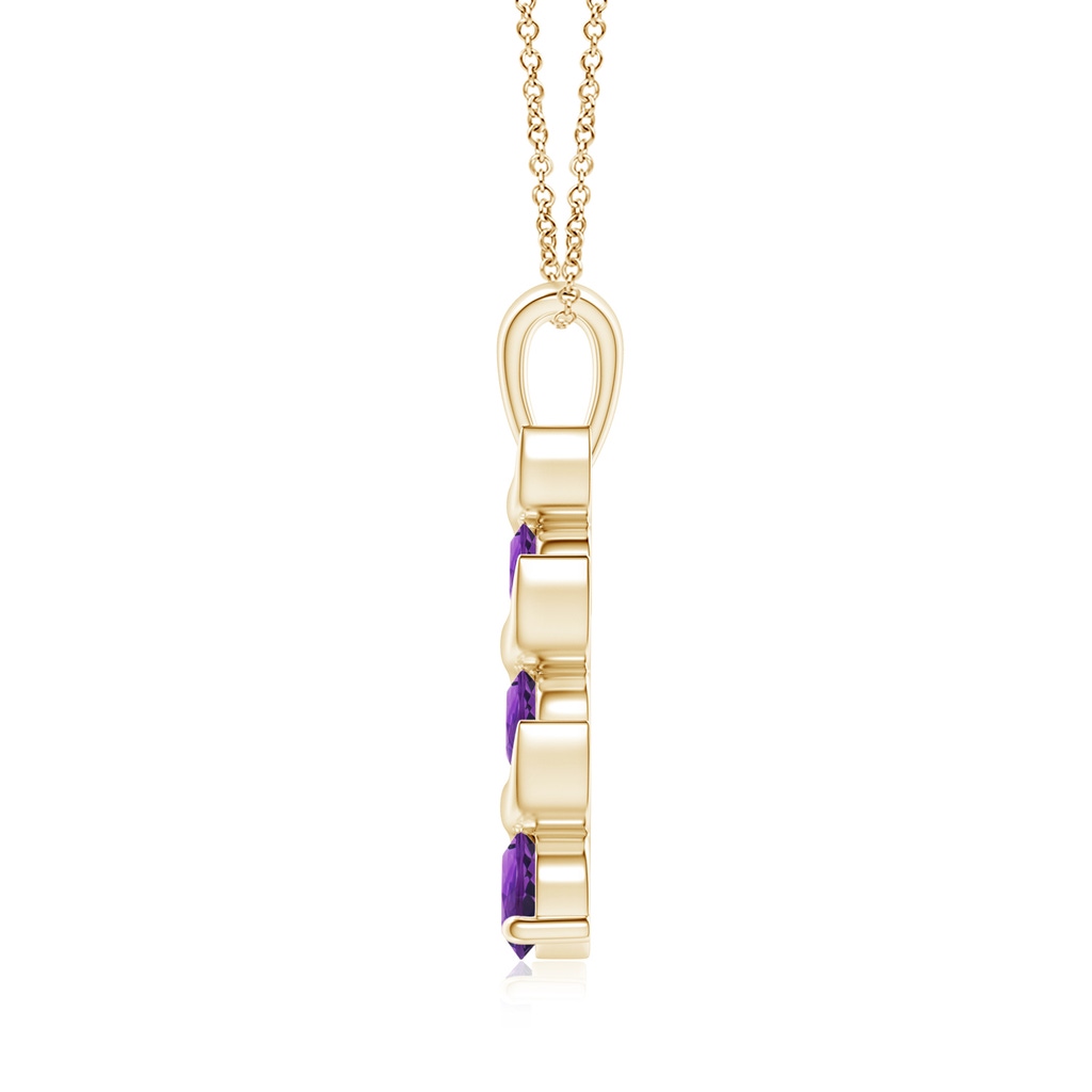 4mm AAAA Channel-Set Round Amethyst Three Stone Journey Pendant in Yellow Gold - side_1