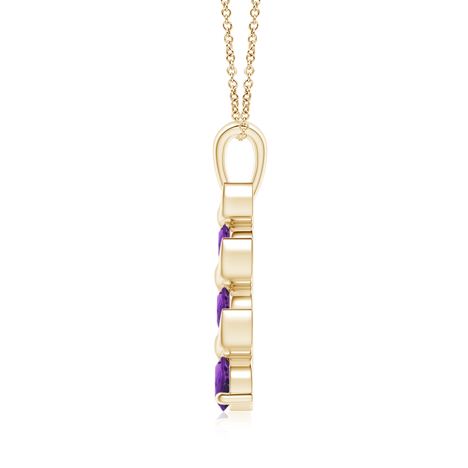 4mm AAAA Channel-Set Round Amethyst Three Stone Journey Pendant in Yellow Gold side-1