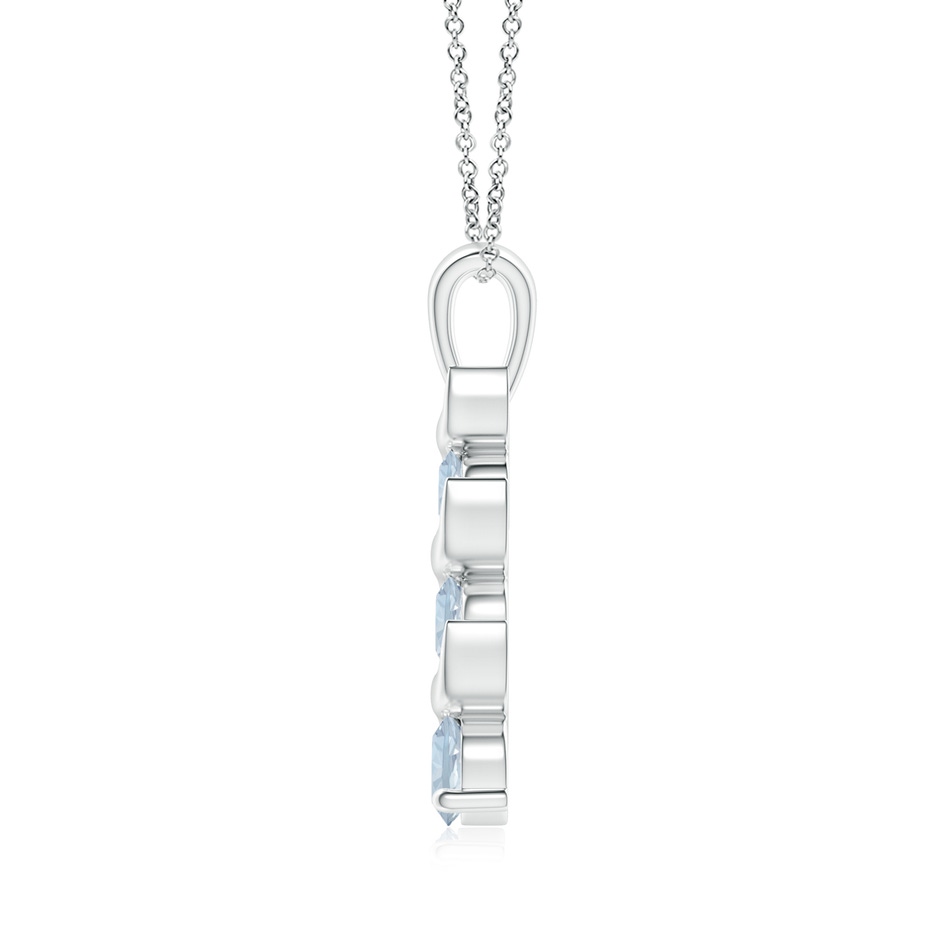 4mm A Channel-Set Round Aquamarine Three Stone Journey Pendant in S999 Silver side-1