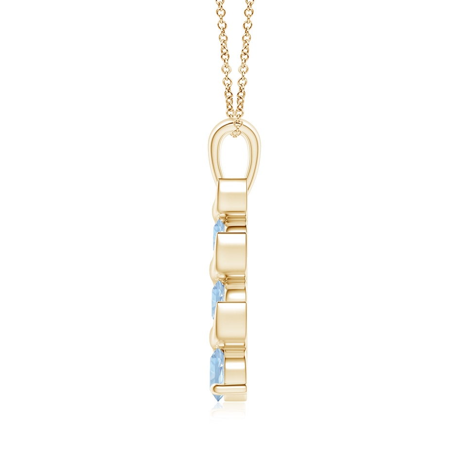 4mm AA Channel-Set Round Aquamarine Three Stone Journey Pendant in Yellow Gold side-1