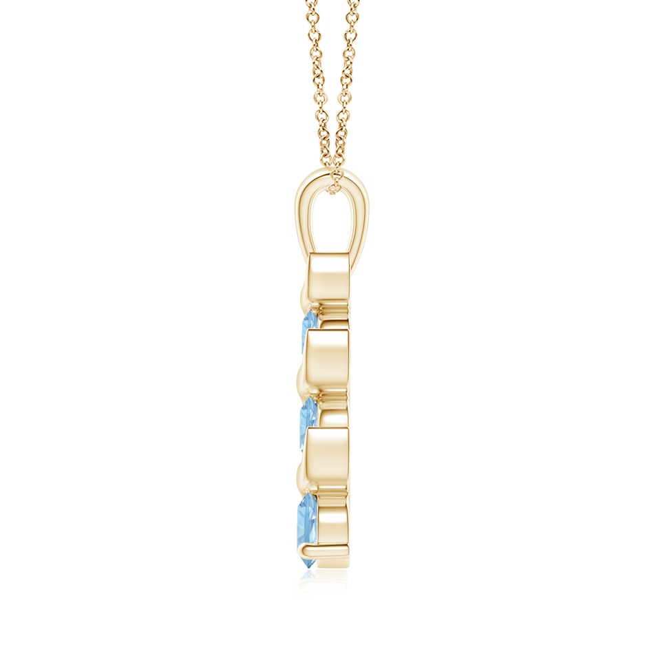 4mm AAA Channel-Set Round Aquamarine Three Stone Journey Pendant in Yellow Gold side-1