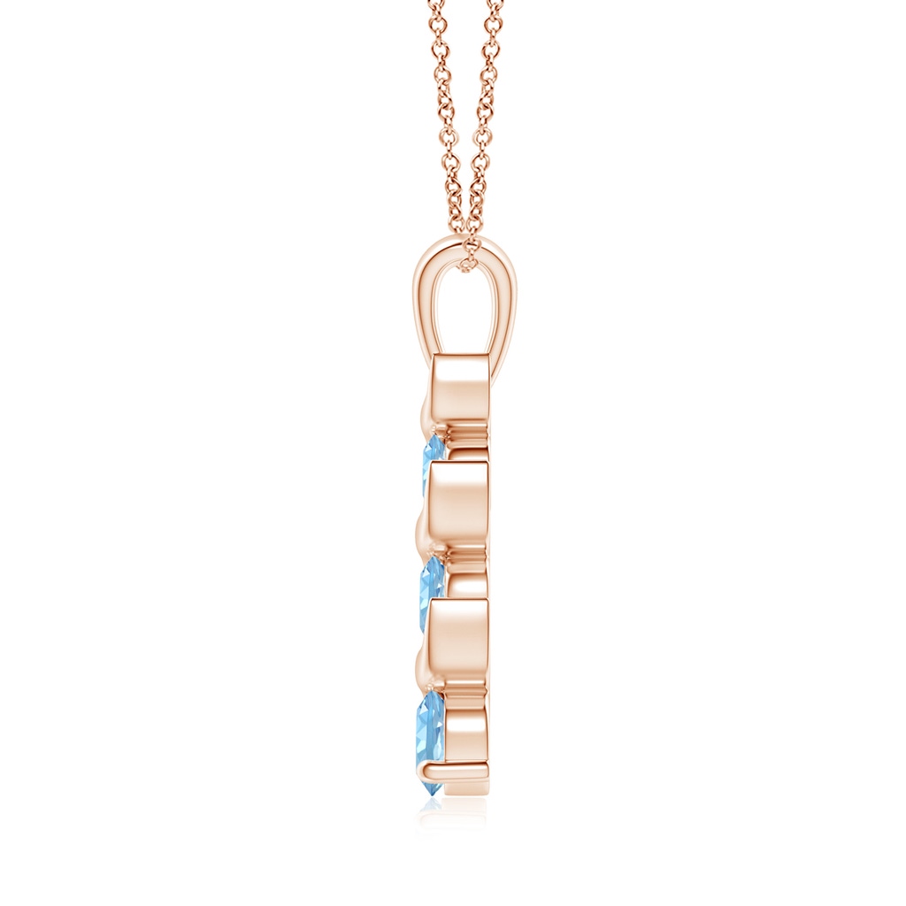 4mm AAAA Channel-Set Round Aquamarine Three Stone Journey Pendant in Rose Gold - side_1