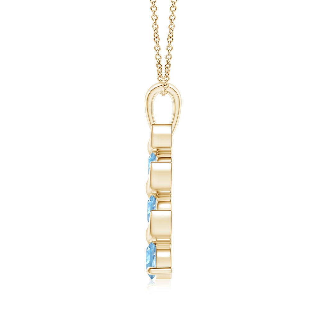 4mm AAAA Channel-Set Round Aquamarine Three Stone Journey Pendant in Yellow Gold - side_1