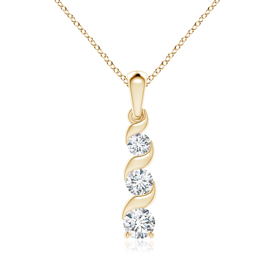 5.1mm GVS2 Channel-Set Round Diamond Three Stone Journey Pendant in Yellow Gold 