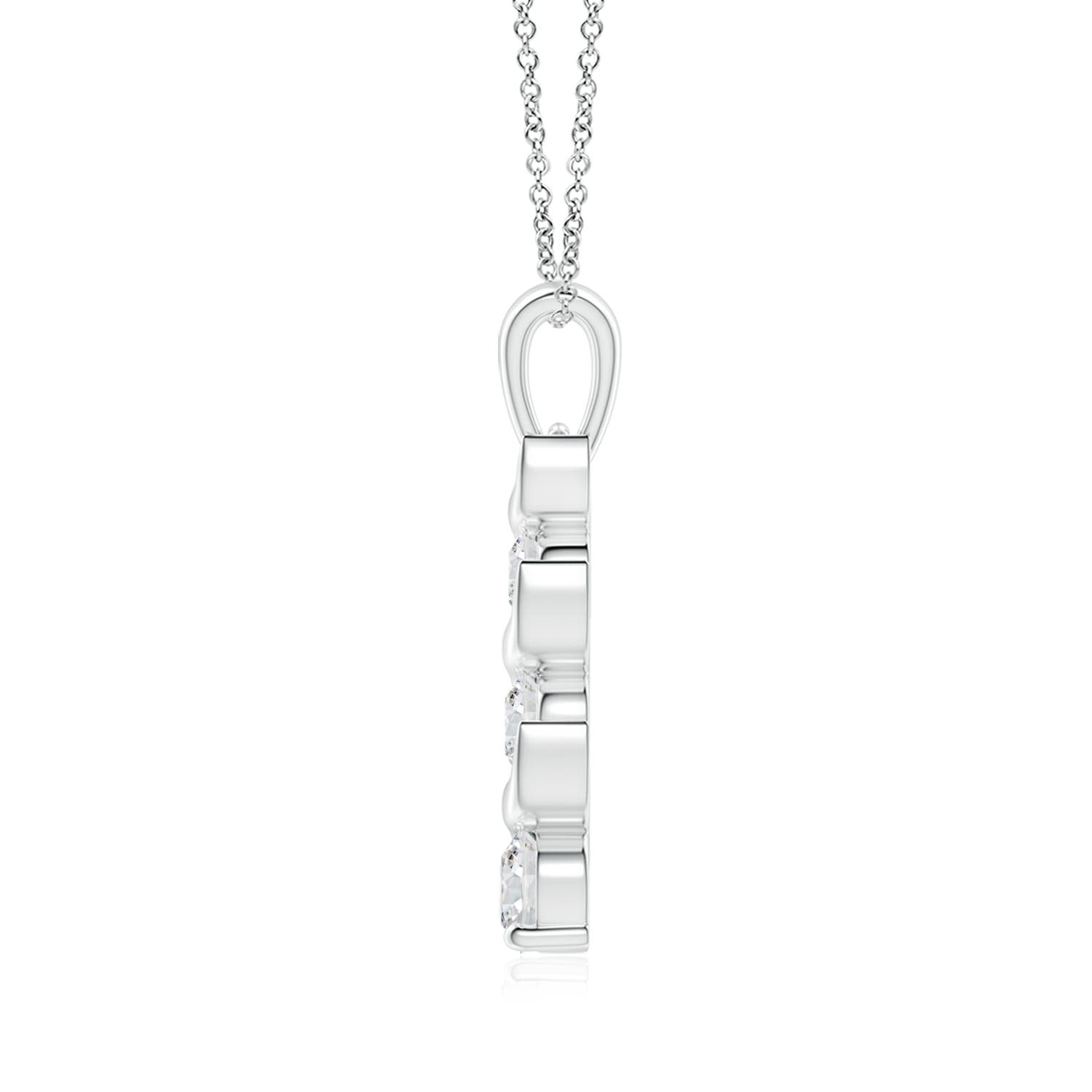 5.1mm HSI2 Channel-Set Round Diamond Three Stone Journey Pendant in 18K White Gold