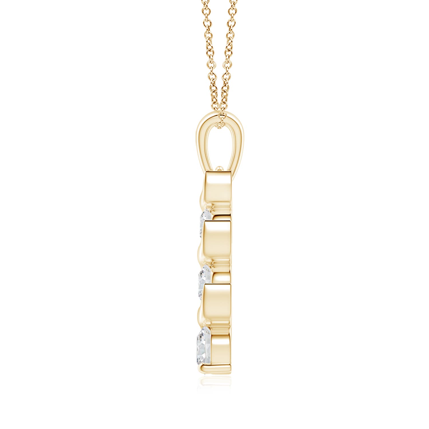 5.1mm HSI2 Channel-Set Round Diamond Three Stone Journey Pendant in 18K Yellow Gold