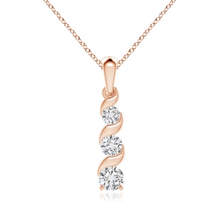 5.1mm HSI2 Channel-Set Round Diamond Three Stone Journey Pendant in Rose Gold