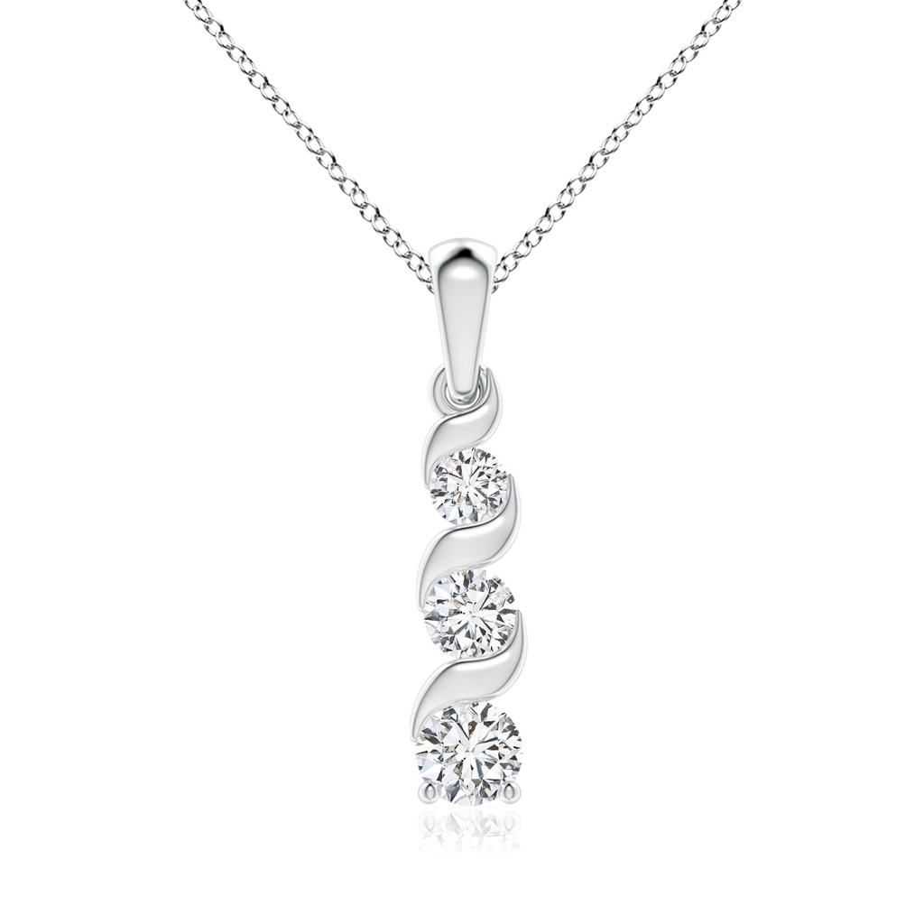 5.1mm HSI2 Channel-Set Round Diamond Three Stone Journey Pendant in White Gold