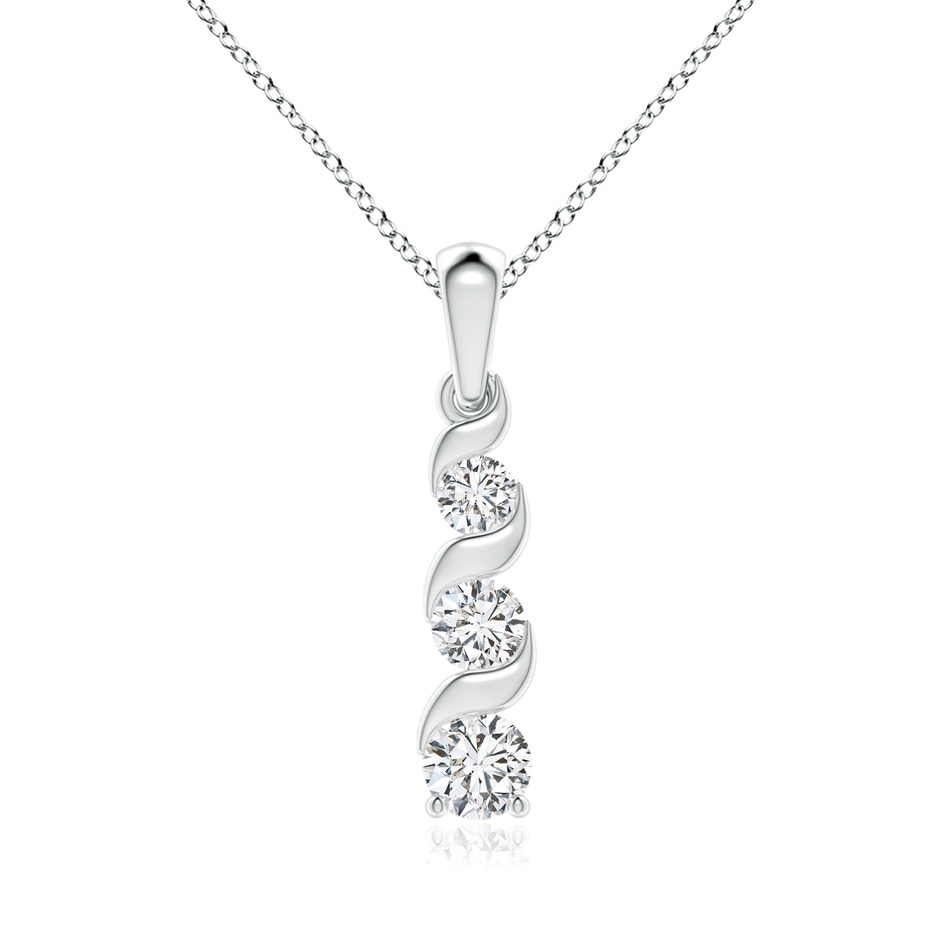 5.1mm HSI2 Channel-Set Round Diamond Three Stone Journey Pendant in White Gold 