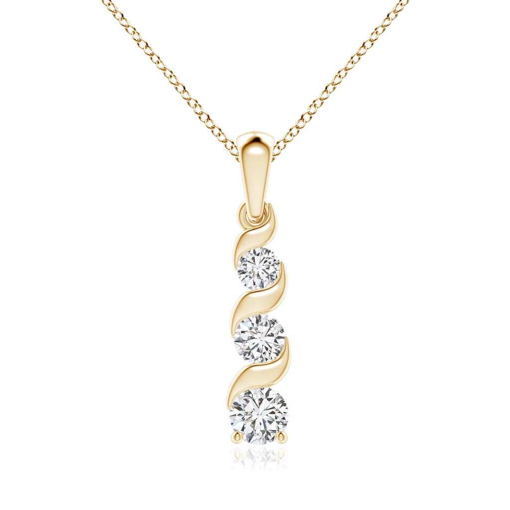 5.1mm HSI2 Channel-Set Round Diamond Three Stone Journey Pendant in Yellow Gold