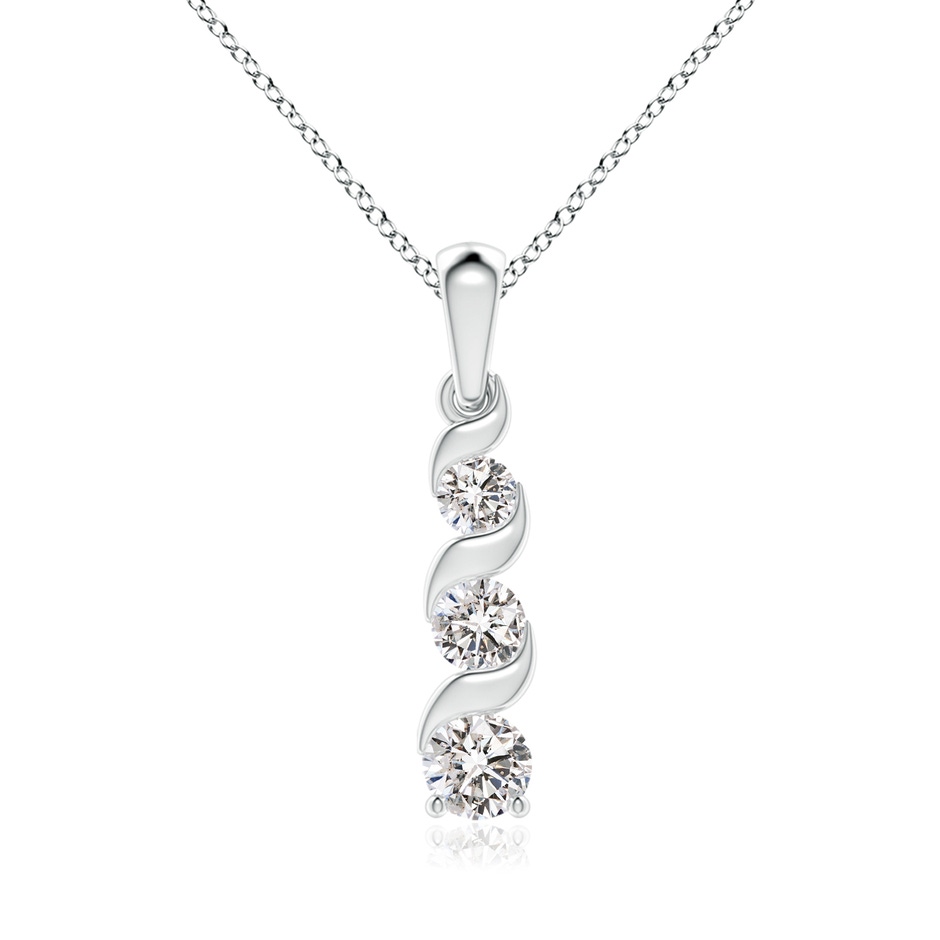 5.1mm IJI1I2 Channel-Set Round Diamond Three Stone Journey Pendant in White Gold 