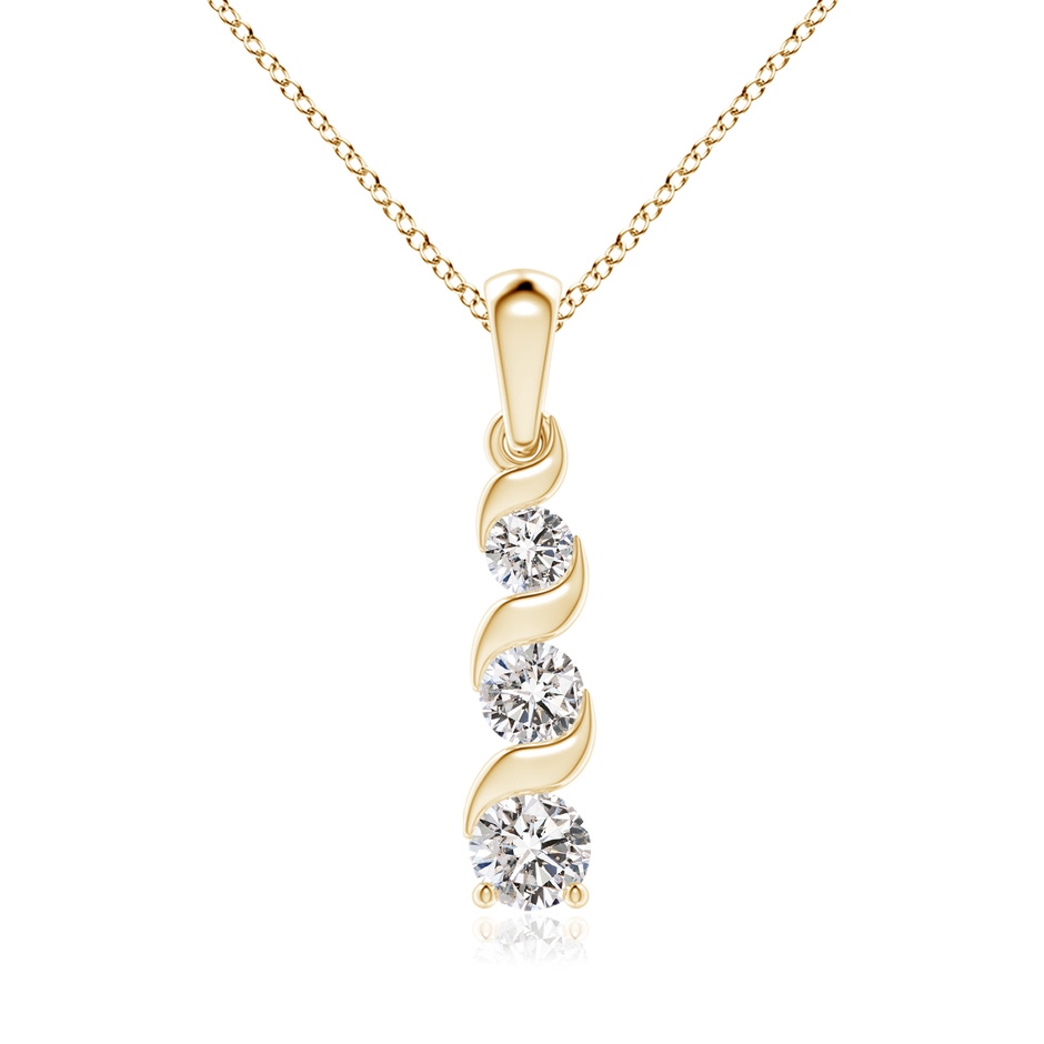 5.1mm IJI1I2 Channel-Set Round Diamond Three Stone Journey Pendant in Yellow Gold 