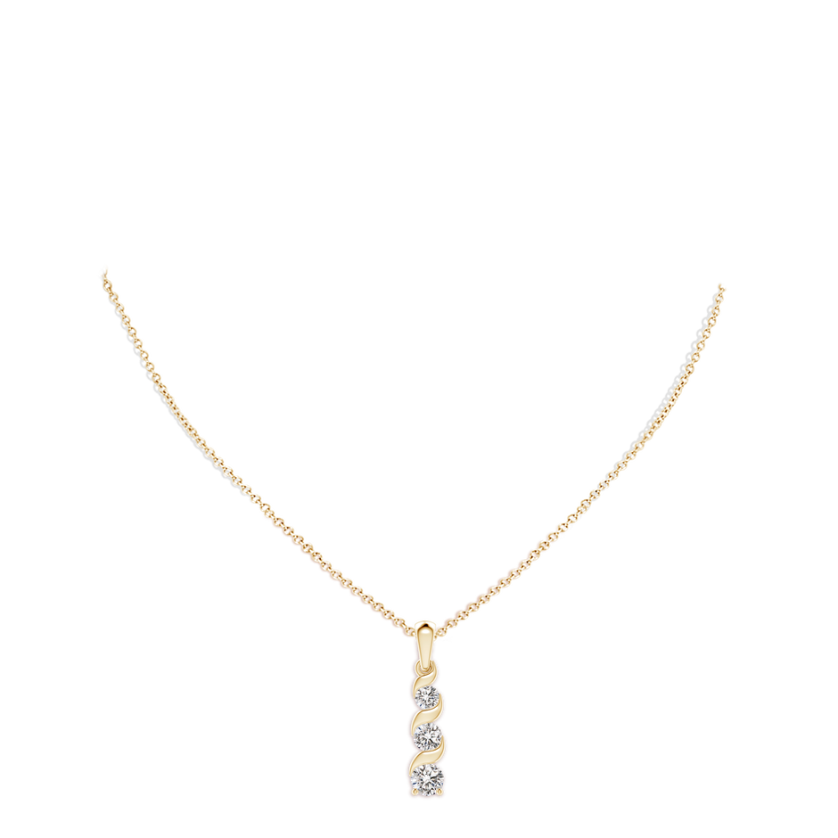 5.1mm IJI1I2 Channel-Set Round Diamond Three Stone Journey Pendant in Yellow Gold pen