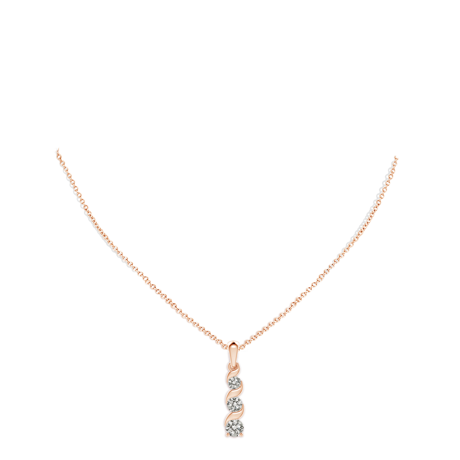 5.1mm KI3 Channel-Set Round Diamond Three Stone Journey Pendant in Rose Gold pen