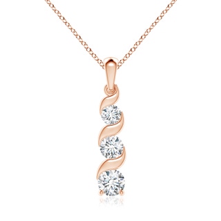 6.4mm GVS2 Channel-Set Round Diamond Three Stone Journey Pendant in 10K Rose Gold