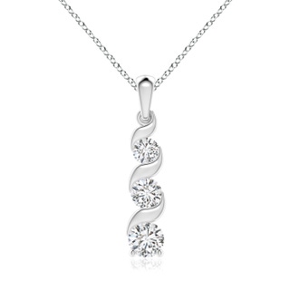 6.4mm HSI2 Channel-Set Round Diamond Three Stone Journey Pendant in P950 Platinum