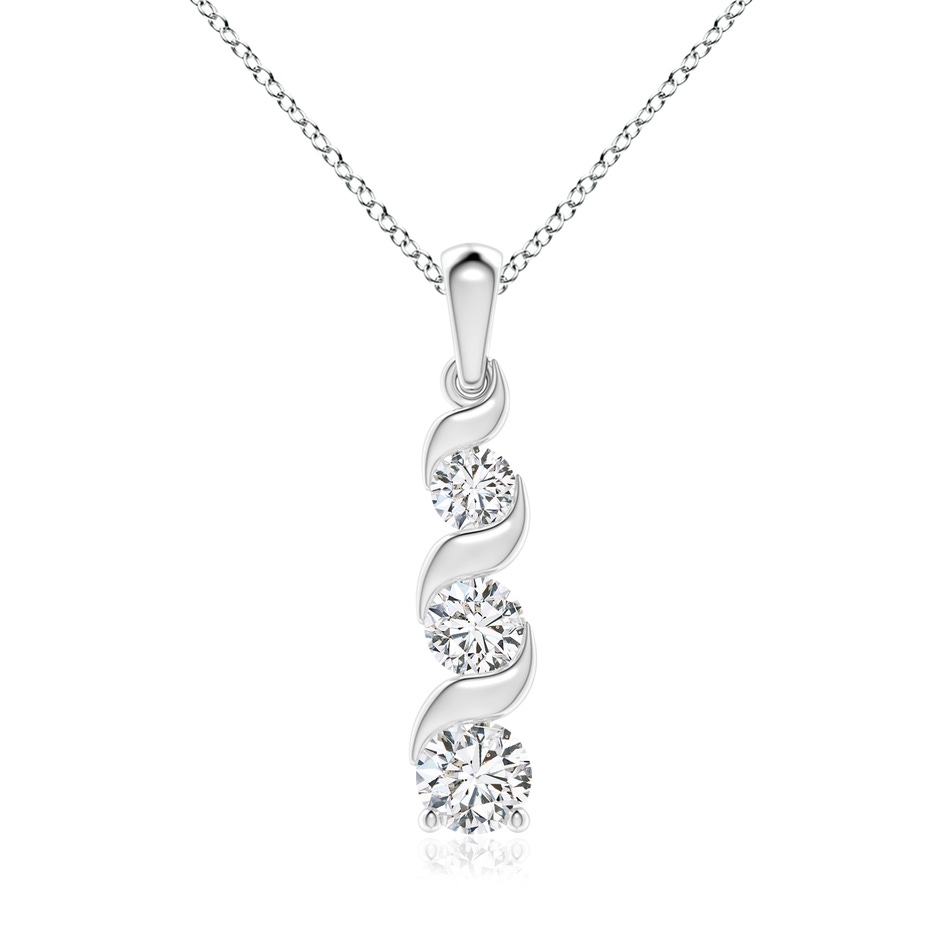 6.4mm HSI2 Channel-Set Round Diamond Three Stone Journey Pendant in P950 Platinum 