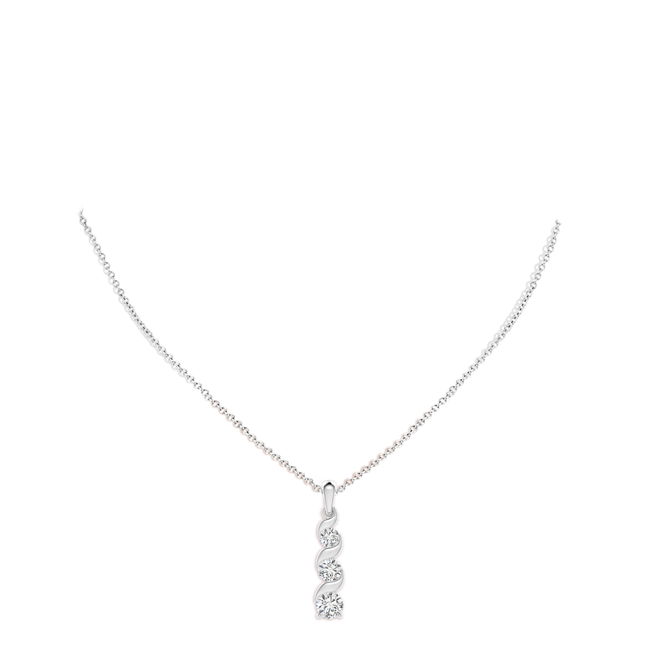 6.4mm HSI2 Channel-Set Round Diamond Three Stone Journey Pendant in P950 Platinum pen