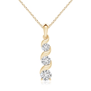 6.4mm HSI2 Channel-Set Round Diamond Three Stone Journey Pendant in Yellow Gold