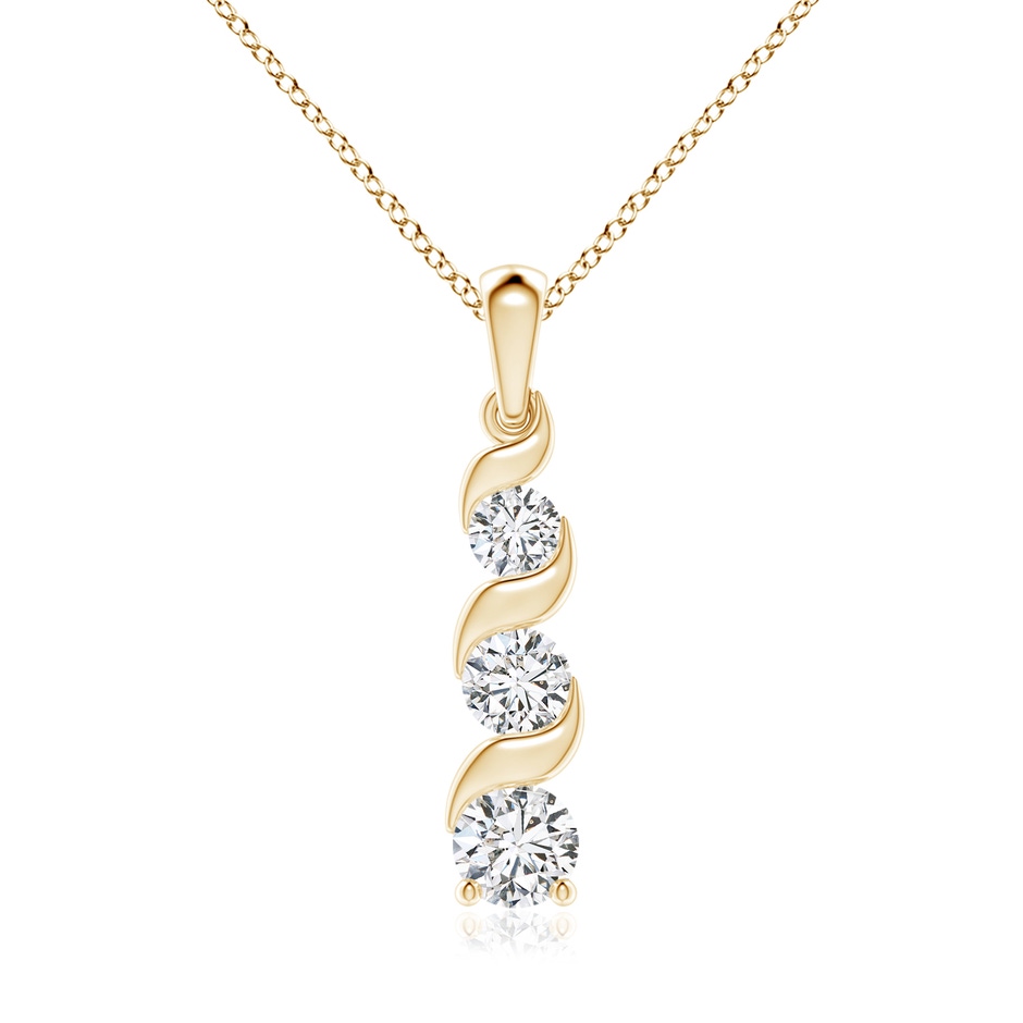 6.4mm HSI2 Channel-Set Round Diamond Three Stone Journey Pendant in Yellow Gold 