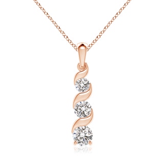 6.4mm IJI1I2 Channel-Set Round Diamond Three Stone Journey Pendant in Rose Gold