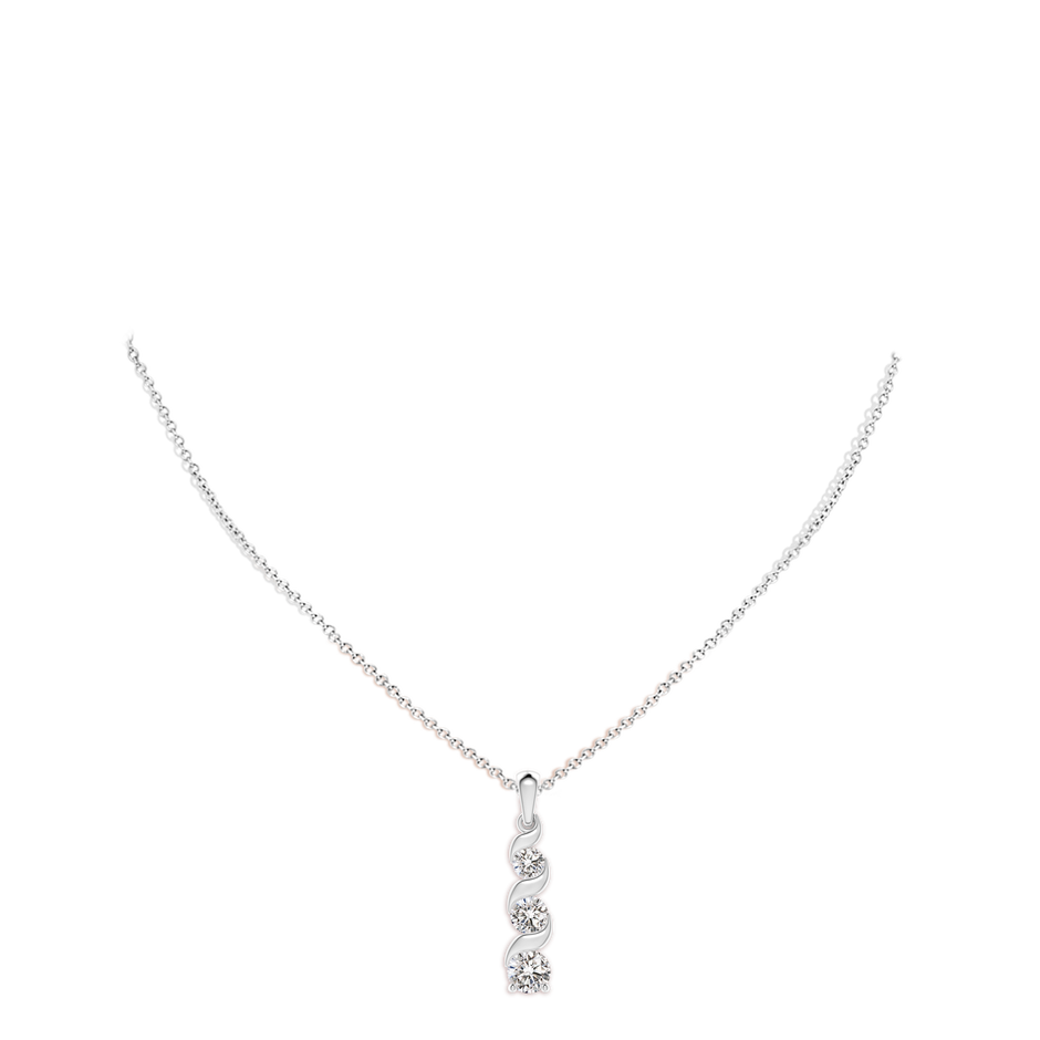 6.4mm IJI1I2 Channel-Set Round Diamond Three Stone Journey Pendant in White Gold pen