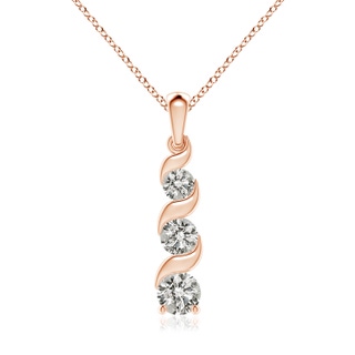 6.4mm KI3 Channel-Set Round Diamond Three Stone Journey Pendant in 10K Rose Gold