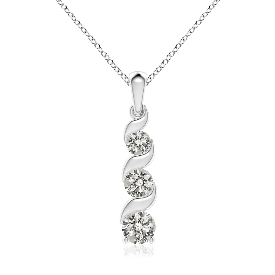 6.4mm KI3 Channel-Set Round Diamond Three Stone Journey Pendant in White Gold 