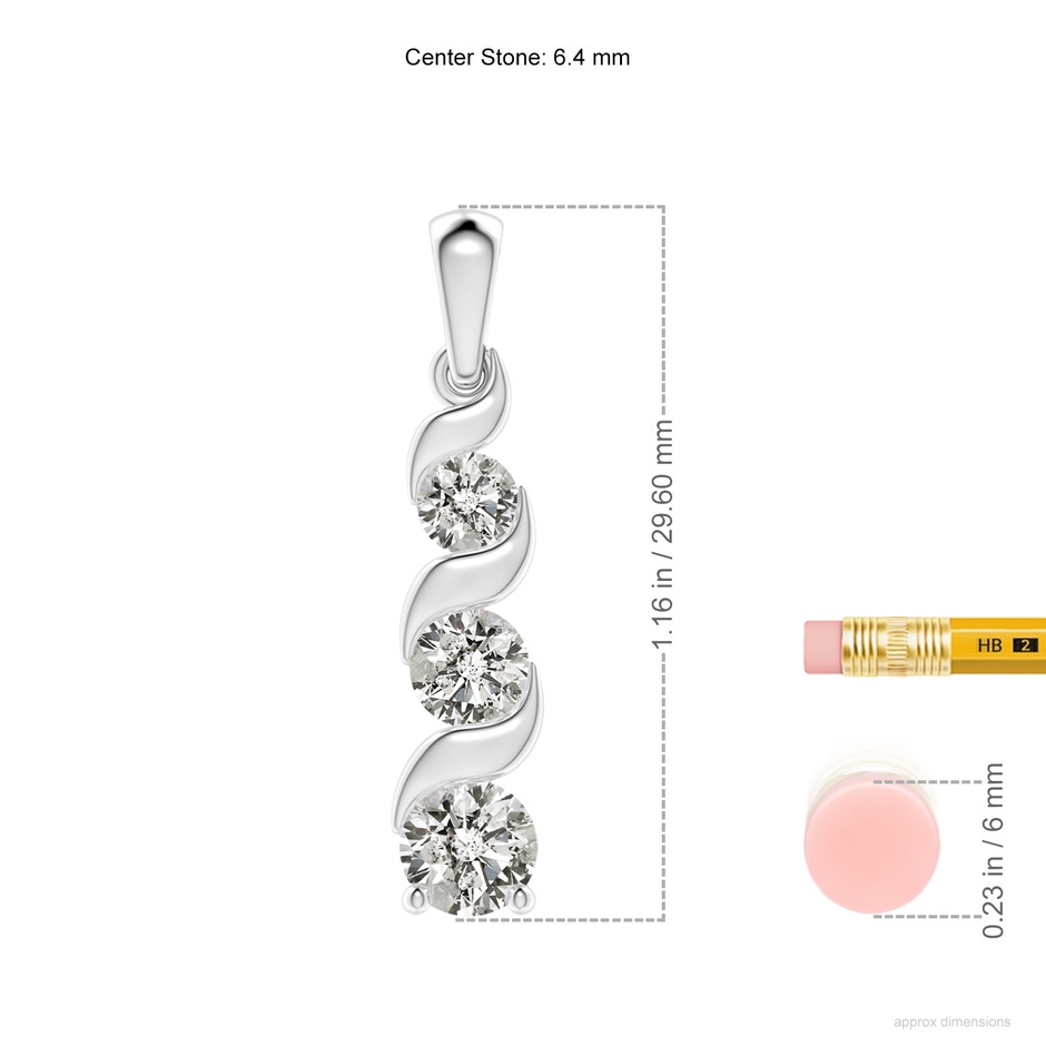 6.4mm KI3 Channel-Set Round Diamond Three Stone Journey Pendant in White Gold ruler