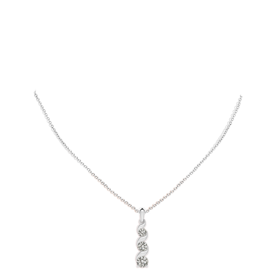 6.4mm KI3 Channel-Set Round Diamond Three Stone Journey Pendant in White Gold pen