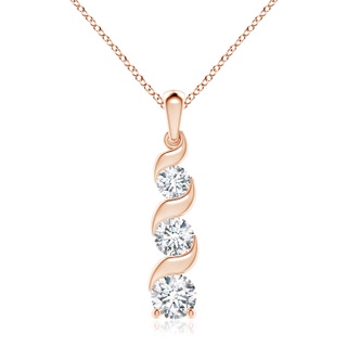 7.4mm GVS2 Channel-Set Round Diamond Three Stone Journey Pendant in 9K Rose Gold